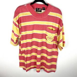 Vintage Stripped Fluid T-Shirt Size M Yellow and Pink